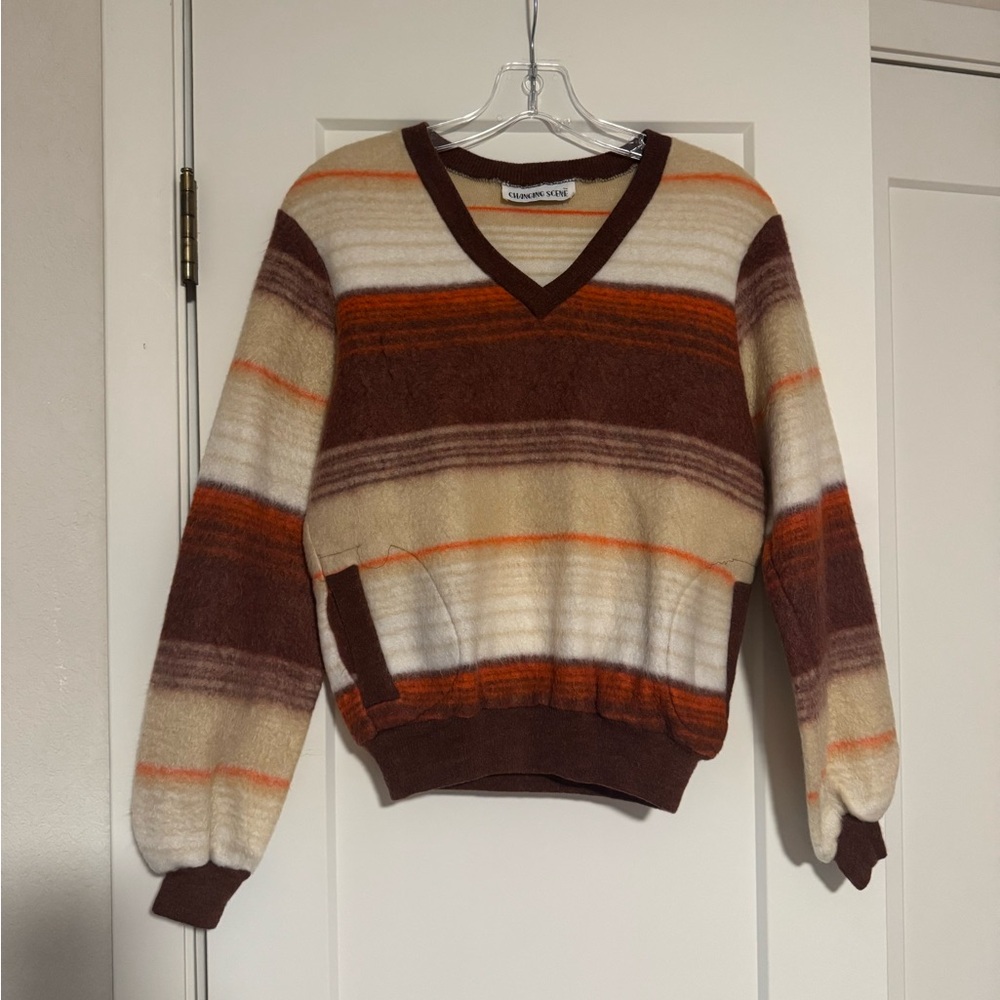 Soft and cozy vintage brown and orange sweater knitwear
